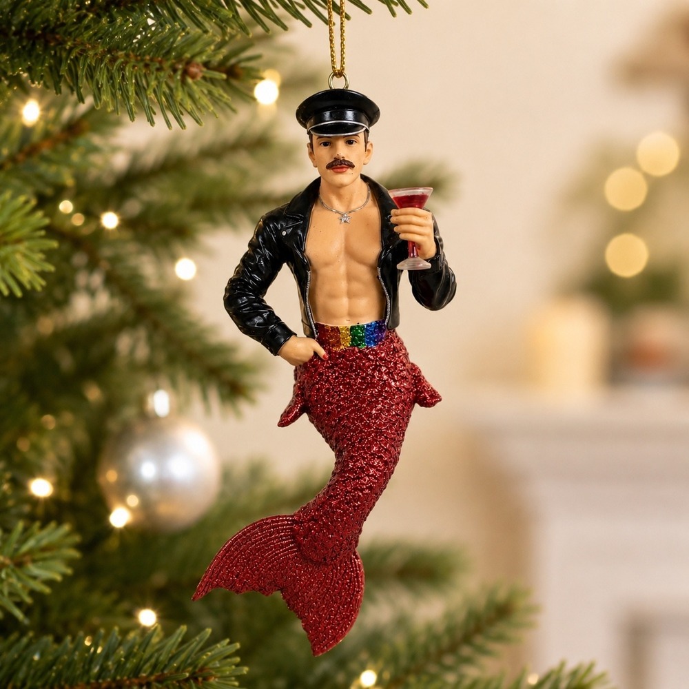 VTG 2004 December Diamonds Retired Cosmo Merman Ornament Biker Jacket w/Box